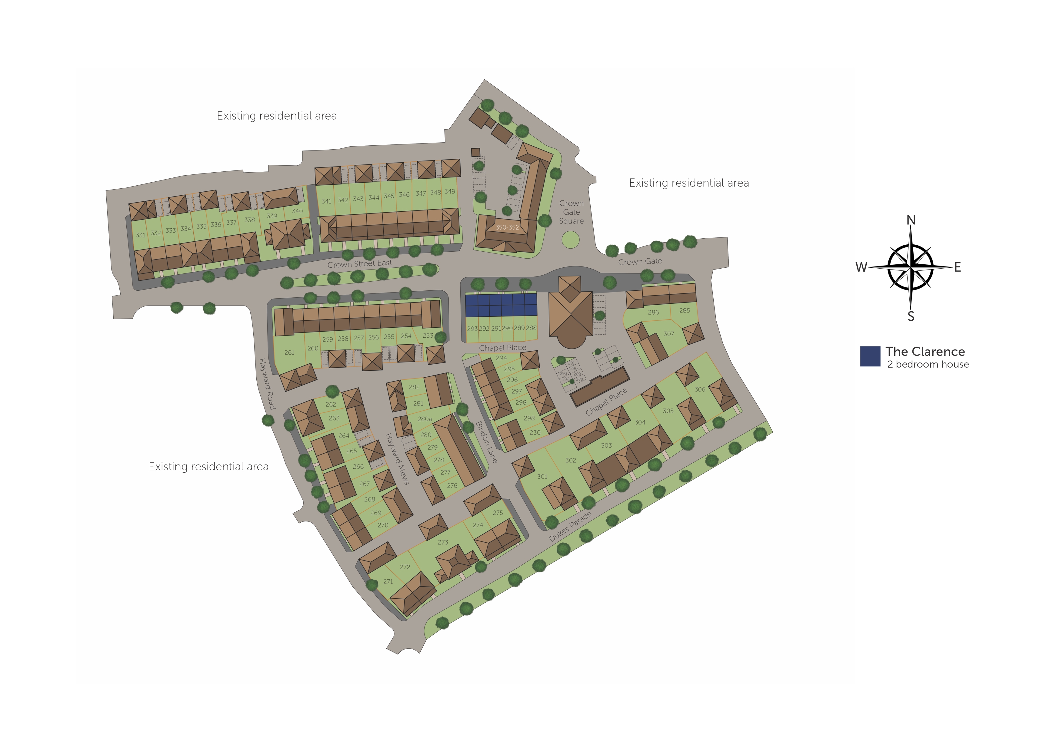 Development map showing plot locations
