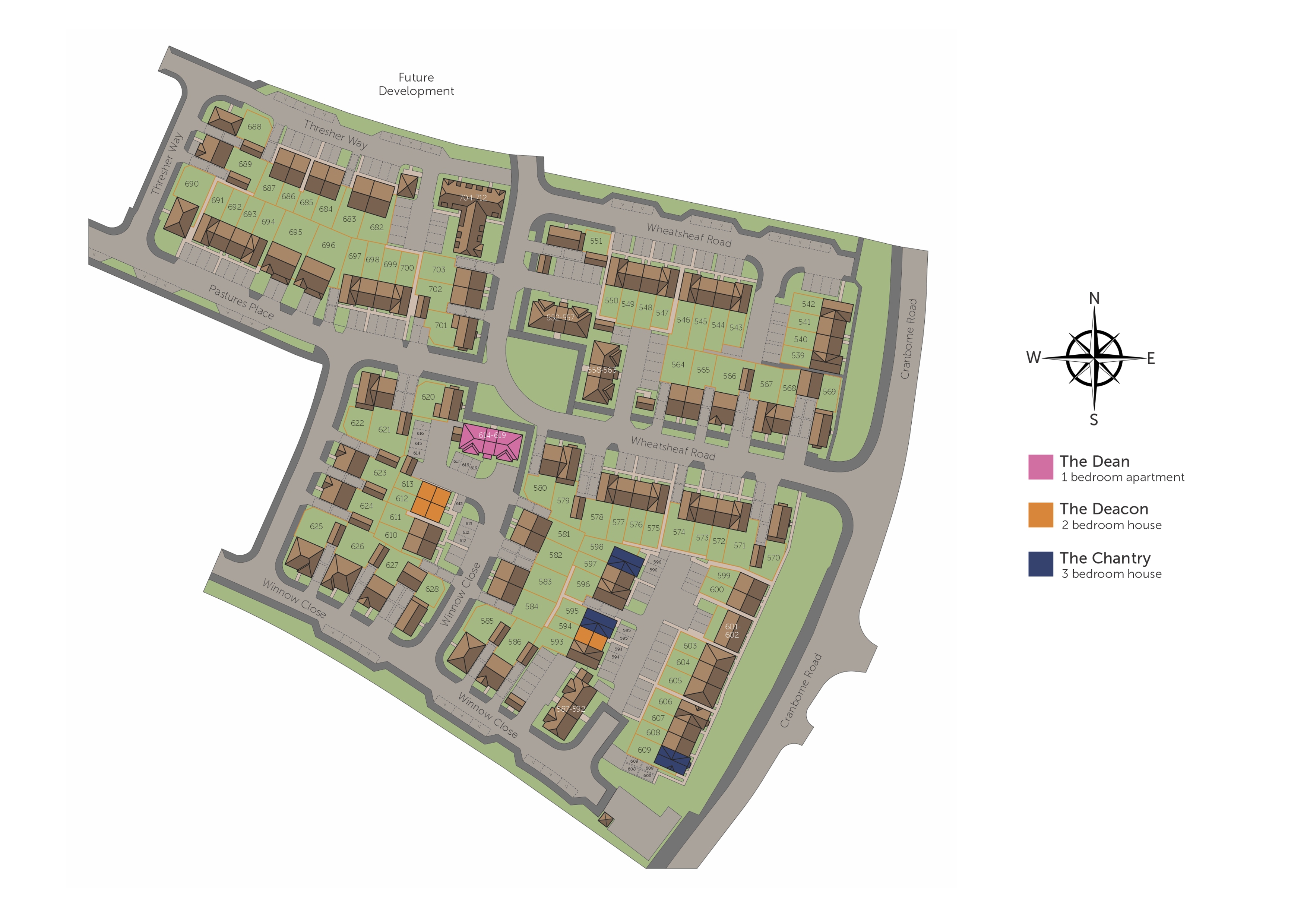 Development map showing plot locations