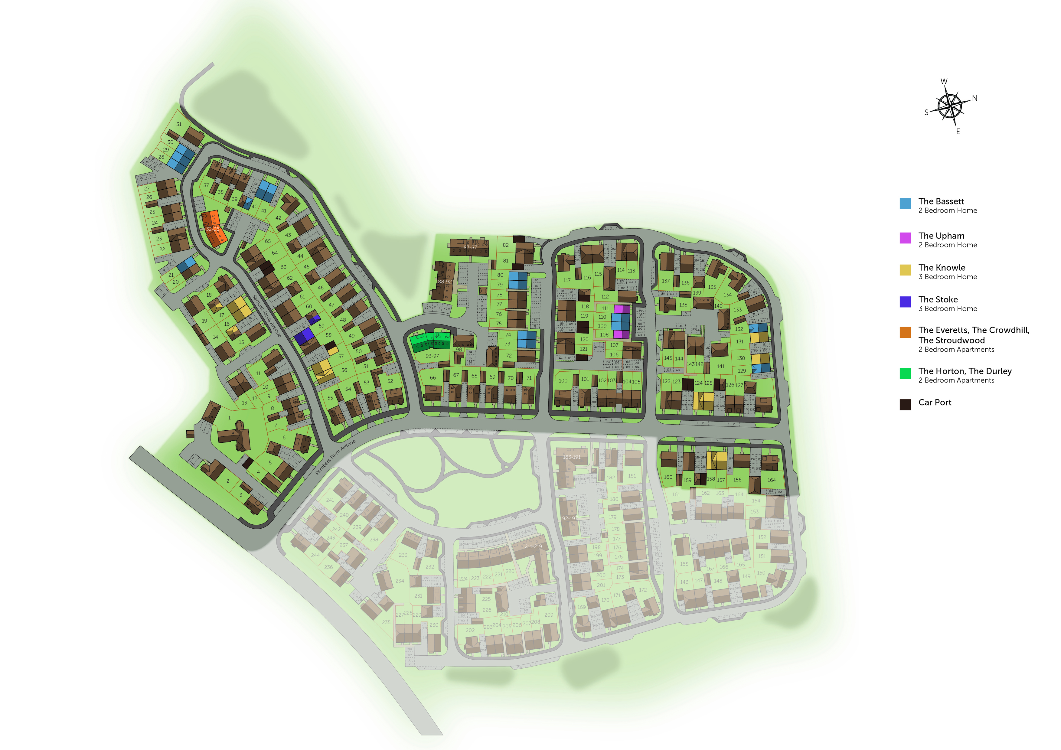 Development map showing plot locations