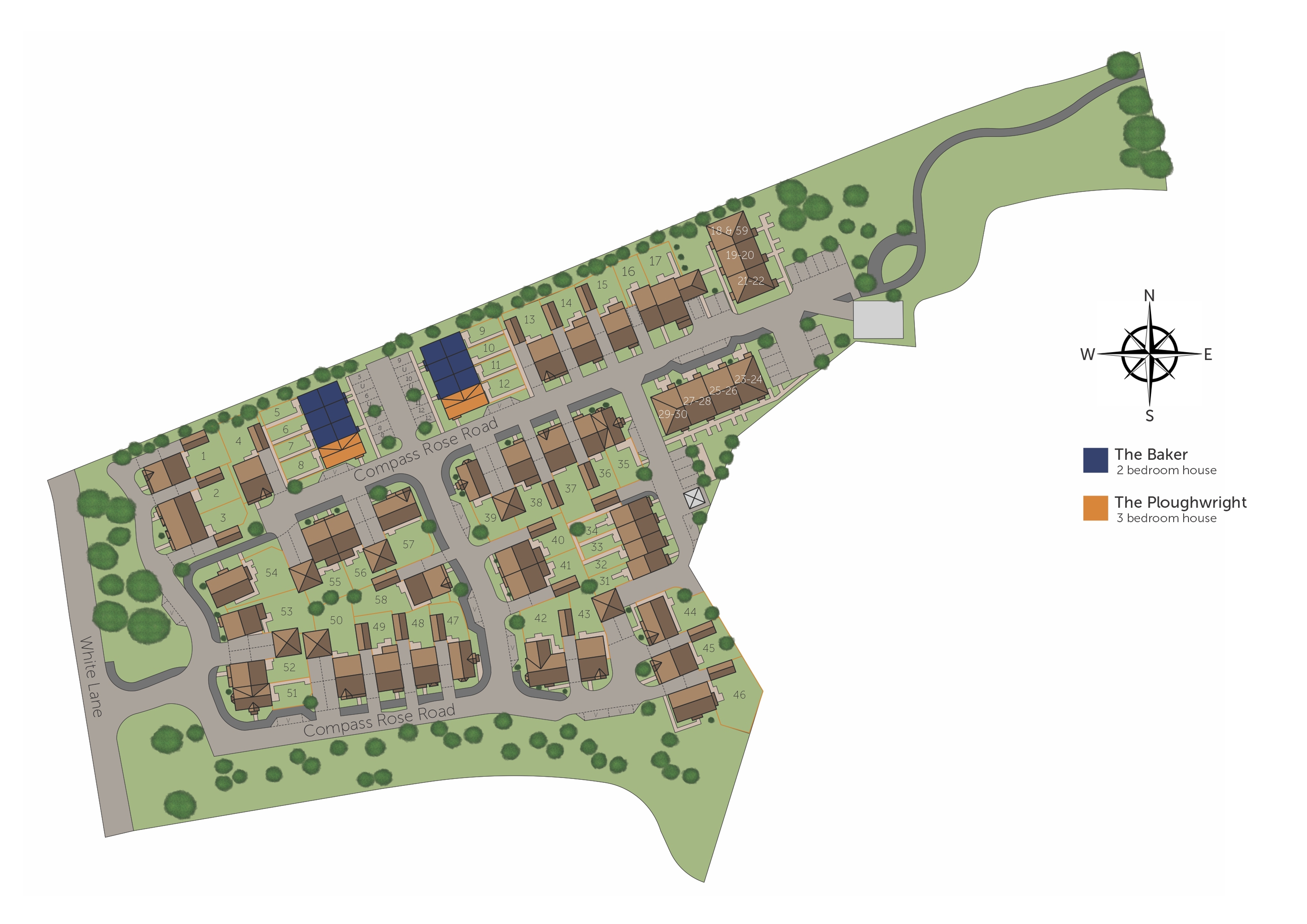 Development map showing plot locations