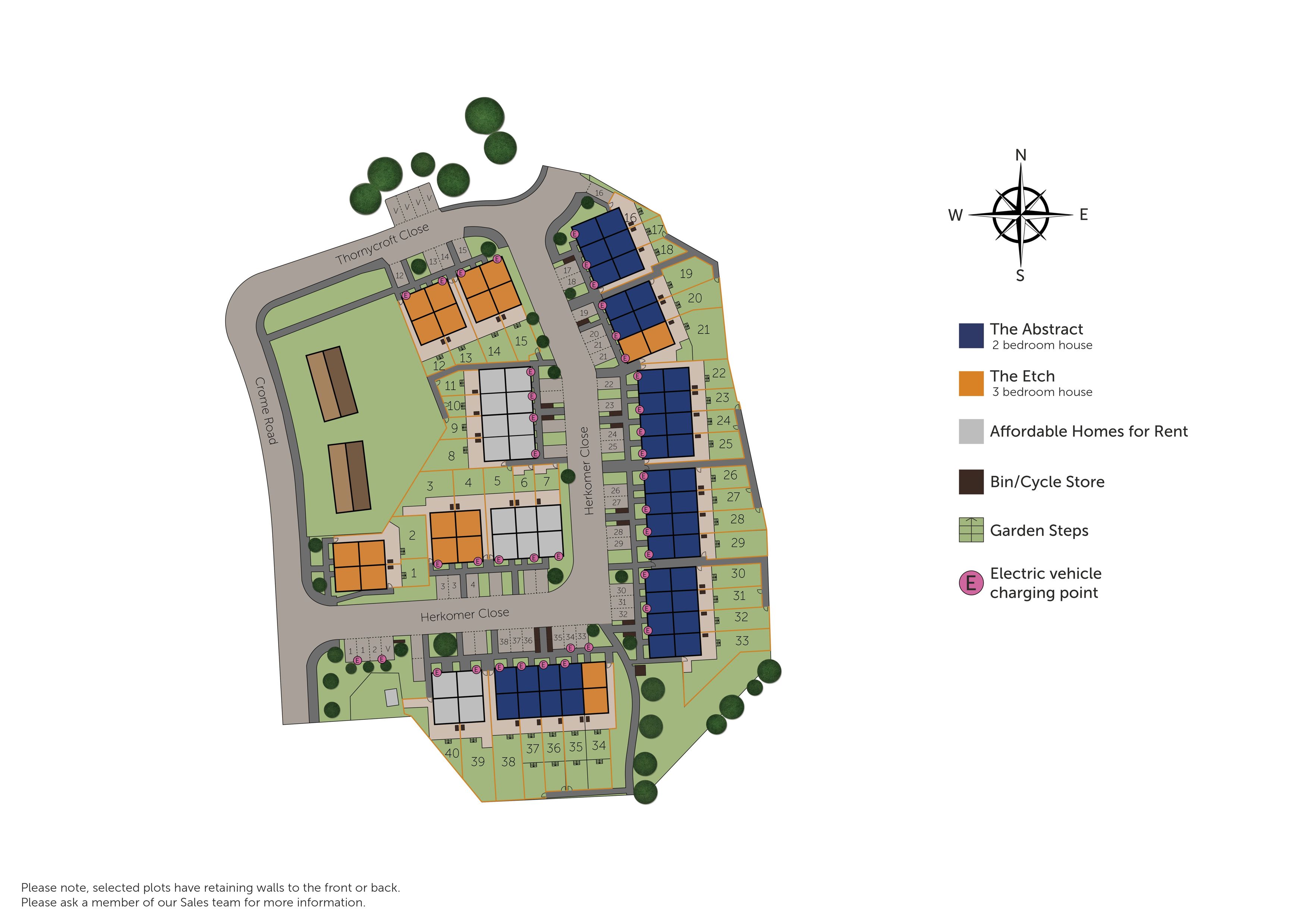 Development map showing plot locations